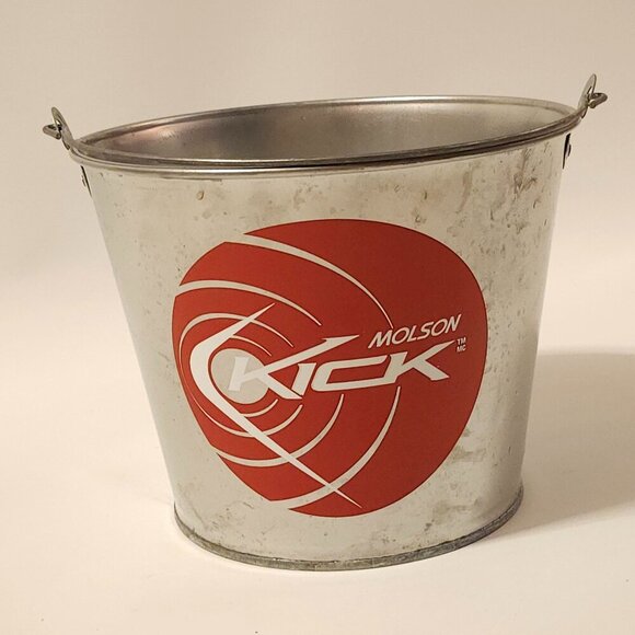 RETRO MOLSON KICK BEER BUCKET METAL BAR USED Discontinued beer - Picture 1 of 6
